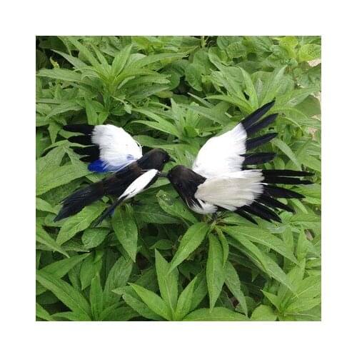 A pair of cute simulation small cute Magpie model foam & furs wings beige Magpie gift about 12cm 0788