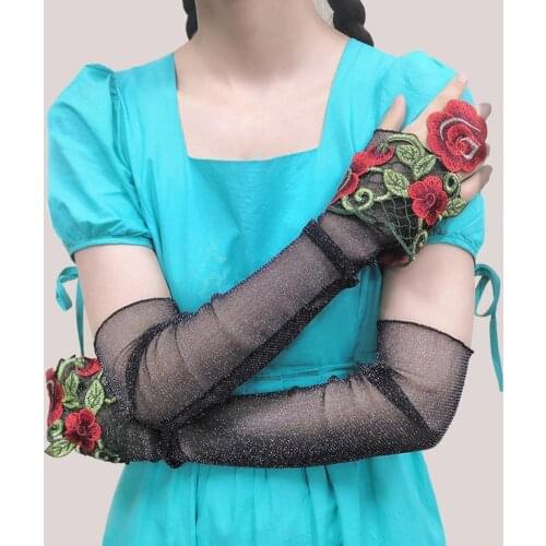 1Pair Arm Sleeves Ruffle Breathable Transparent Summer Driving Cycling Lace Arm Sleeves for Girl
