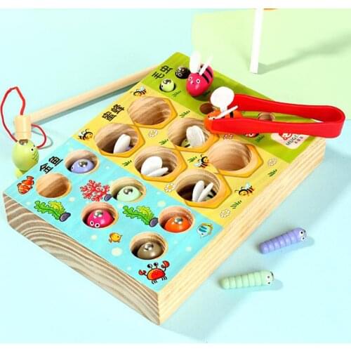 Fishing Game Wooden Magnet Fishing Toy Montessori Developmental Preschool Toy Birthday Gift for 2 3 4 5 Years Boy Girl Toddler