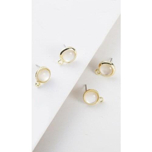 30 PCS 13mm*10mm 14mm*11mm Fashion Metal Alloy Gold Stud Earring Settings With a Loop For Jewelry Making