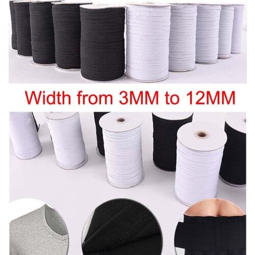 Width from 3MM to 12MM) Flat Elastic Spool Elastic Cord Band for Quality Sewing-Stretchy String for Making Fabric Crafts Rope