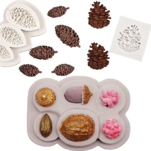 Nuts Pine Cone Fruit Chocolate Silicone Mold Fondant Cake Decorating Biscuit Mold
