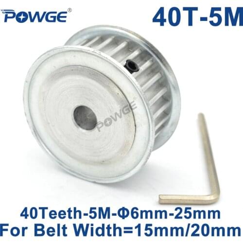 POWGE 40 Teeth HTD 5M Synchronous Timing Pulley Bore 6/6.35/8/10/12/14/15/16/17/19/25mm for Width 15/20mm HTD5M Gear 40Teeth 40T