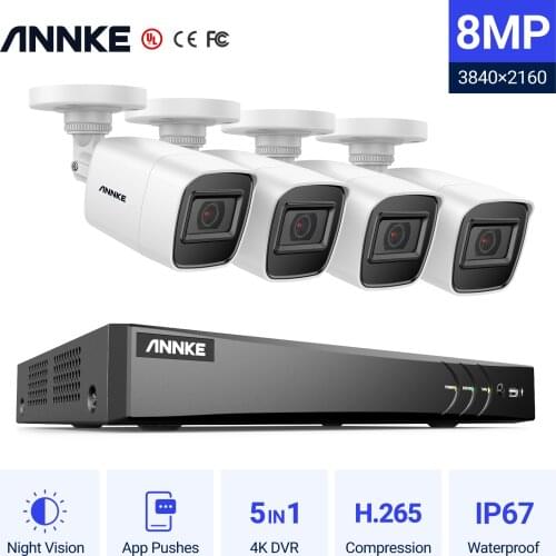 ANNKE 4K 8CH HD Ultra Clear Footage CCTV Security System 5in1 H.265 DVR With 4X 8MP Outdoor Weatherproof Home Video Kit