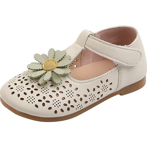 Girls Hollow Breathable Single Shoes 2021 New Year Girls Daisy Cute Princess Shoes Childrens Fashion Soft Toddler Sandals 21-30