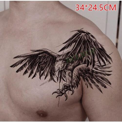 Waterproof Temporary Tattoo Sticker Flying Eagle Big Size Back Arm Fake Tatto Flash Tatoo Body Art for Men Women