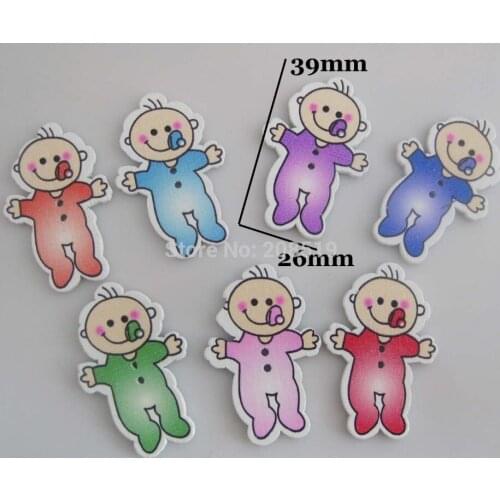 WB0308 Novelty Baby Buttons mix colors 100pcs flatback wood Buttons Garment accessories