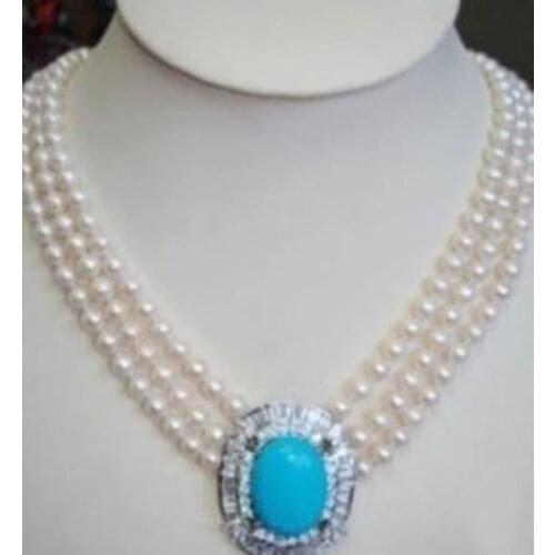 Natural pearl jewelry Nice stunning Nobby 7-8mm white cultured pearl necklace stone pendant hook