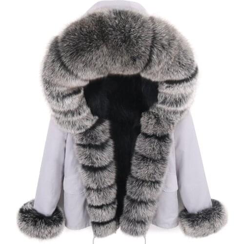 Short Parka Real Fur Coat Winter Jacket Women Natural Real Fox Fur Coats with placket Outerwear Streetwear Casual Oversize