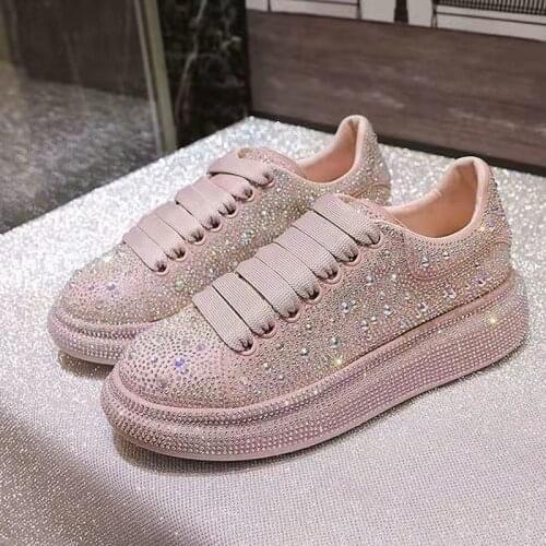 Womens Shoes Full Diamond Platform Sneakers Brand Designer Shoes Women Sports White Shine with Rhinestone Shoes Tenis Feminino