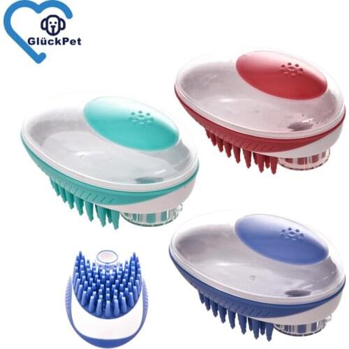 2 in 1 Pet Brush Bath Massage Brush,Shampoo Dispenser for Pet Grooming Deshedding