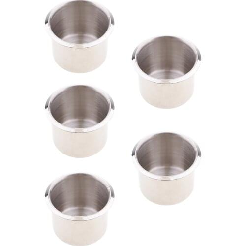 5PCS 68mm Stainless Steel Boat RV Camper Cup Drink Holder Silver