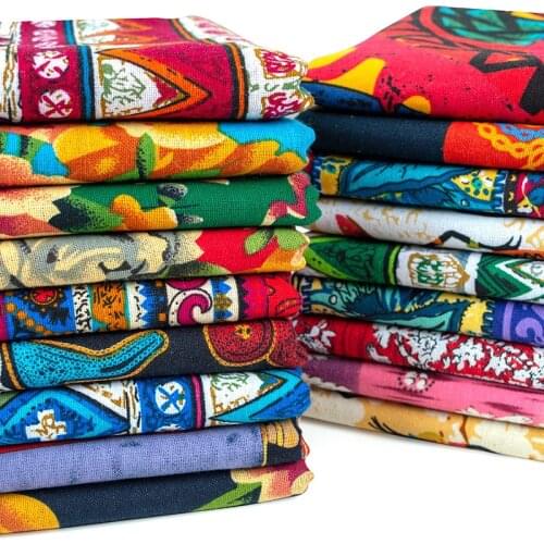 50cm*145 Cotton Linen vintage printing National fabric cloth DIY Handmade Textile Sewing Patchwork For Bags Dress tablecloth
