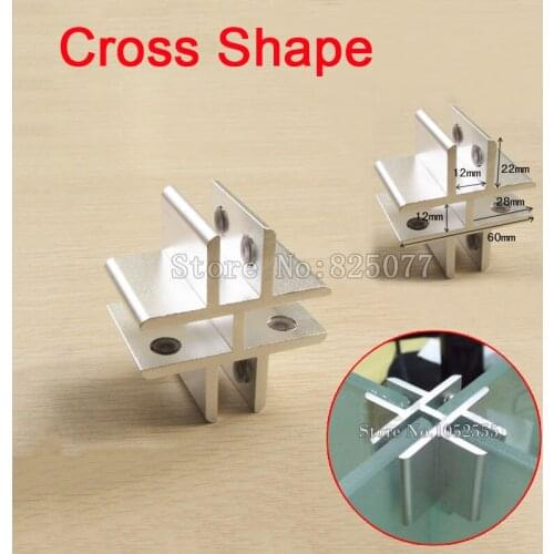 Brand New 8PCS Multi-function Glass Clamps Clips Cross Shape Glass Connectors Screen Partition for 10~12mm Glass No Drilling