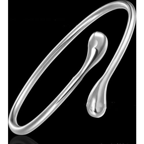 925 Free Shipping Sterling Silver Bangle Bracelet, 925 Silver Fashion Jewelry Round Heads Silvery Bangle /Aepaivwa Ahraiyya