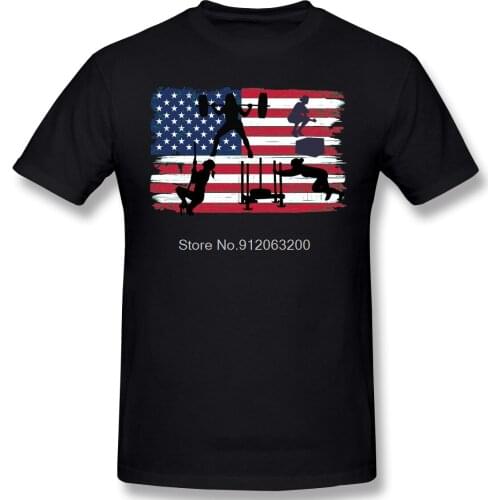 USA Cross Fit Fitness Essential Homme T-Shirt Bodybuilding Pumping GYM Muscle Training Crossfit Tees Pure Oversized Short