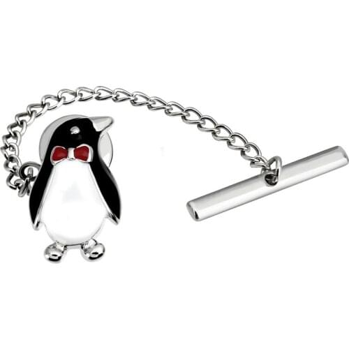 HAWSON New Arrival Penguin Tie Tack Tie Pin with Chain Design Mens Regular Necktie Fashion Jewelry