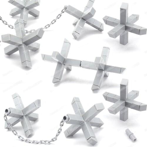 Military Iron Chain Roadpost Building Block Moc WW2 Figures Hinder Tank Weapons Scenes Model Child Diy Gift Boy Educational Toys