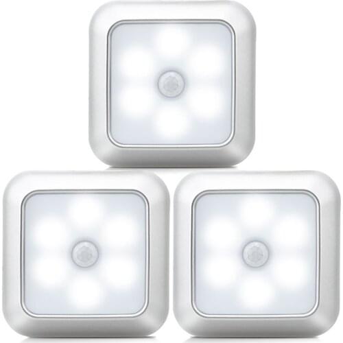 Square Creative Night Lights Smart Home Human Body Induction Lamp Bedside Lighting Magnetic LED Wardrobe Cabinet Light Wall Lamp