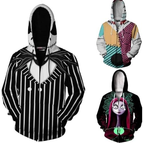 Hot Movie Jack And Sally 3D Print Fashion Hoodies Women Mens Casual Nightmare Before Christmas Halloween Hooded Sweatshirt