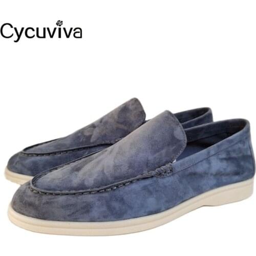 2021 Hot Sale Kid Suede Flat Shoes Men Slip On Male Loafers Black Flat Mules Casual Shoes Round Toe Summer Walk Men Shoes