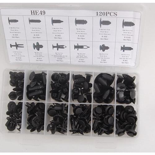 120 Car Plastic Clips Body Shield Fastener Push Type Retainer Assortment Kit Fit For Chevrolet Ford Chrysler GM
