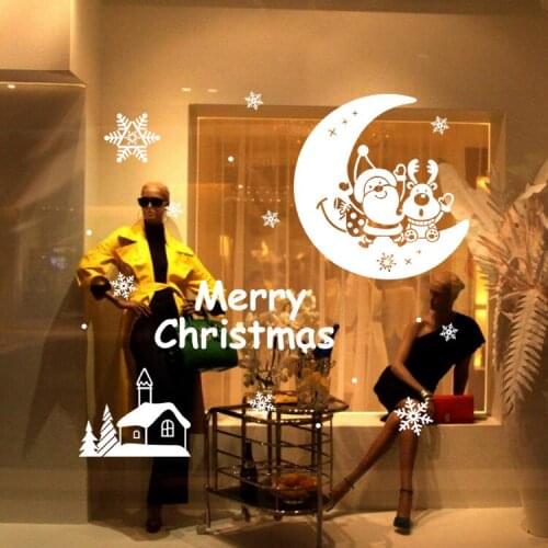 Wall stickers Merry Christmas Moon Santa Claus living room bedroom decor stickers can be removed free shipping