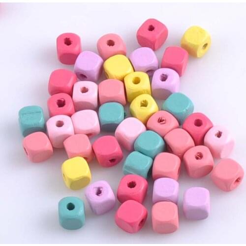 10mm 100Pcs Mixed Color Natural Wooden Cube Spacer Beads For Jewelry Making DIY 2017 New MT1422
