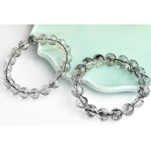 Natural Titanium Crystal Bracelet Crystal Hairline Gold Crystal Single Ring Bracelet Bracelet Men and women Lucky Transfer Jewe