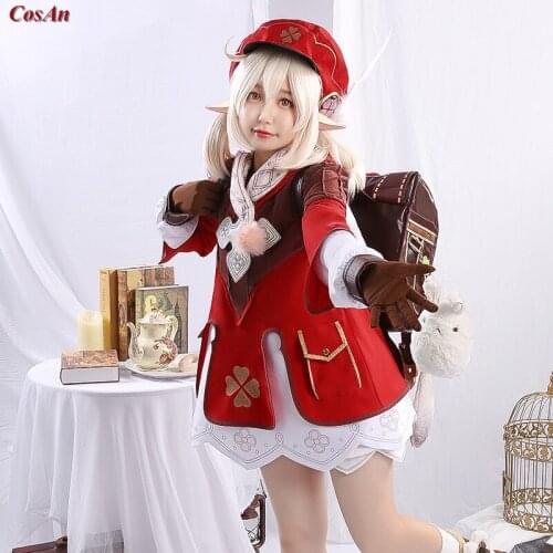New Hot Game Genshin Impact Klee Cosplay Costume Elegant Lovely Red Uniform Dress Female Activity Party Role Play Clothing S-L