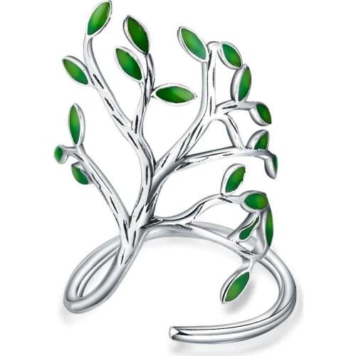 Newest Delicate Silver Jewelry Tree Shaped Ring Fashion Design Women High Quality 925 Sterling Silver Rings Bague