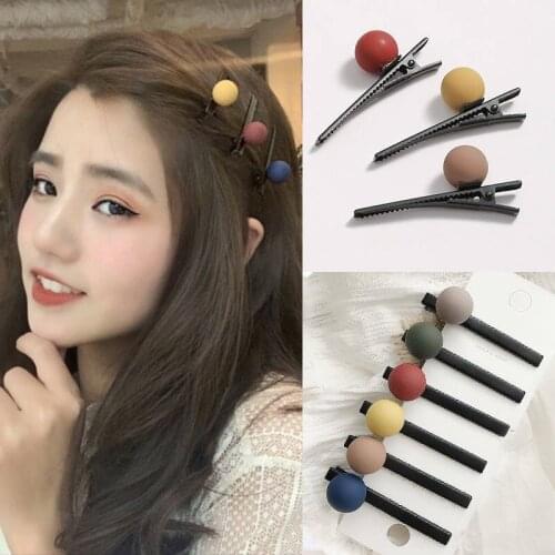 New Ball Net Red Hair Clip Morandi Color Bottle Nipple Long Clip Bangs Side Clip Hairpin Hair Accessories Simple Scrub