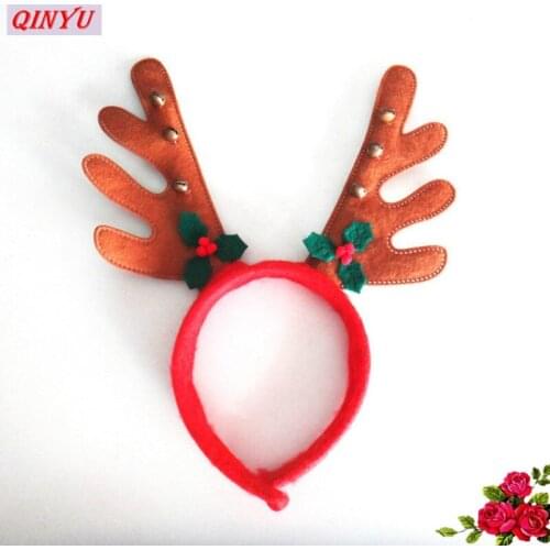 1Pcs bell leaves antlers head hoop kids fashion for Women Girls Hair Hoop Christmas Decoration Animal Hair hoop Accessories 6Z