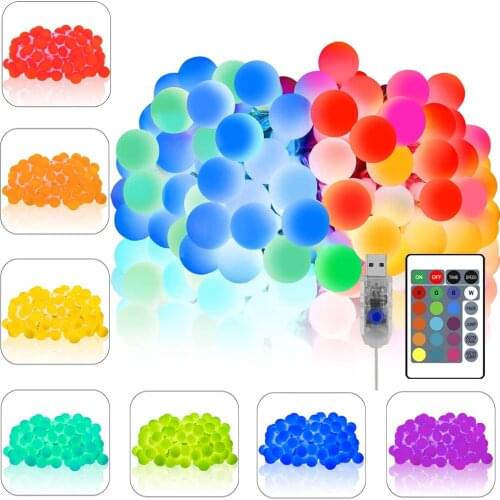Holiday Lighting 16 Color Changing Ball Stirng Light 10M 60leds Usb Remote Fairy Garland Christmas Wedding Outdoor Street Decor