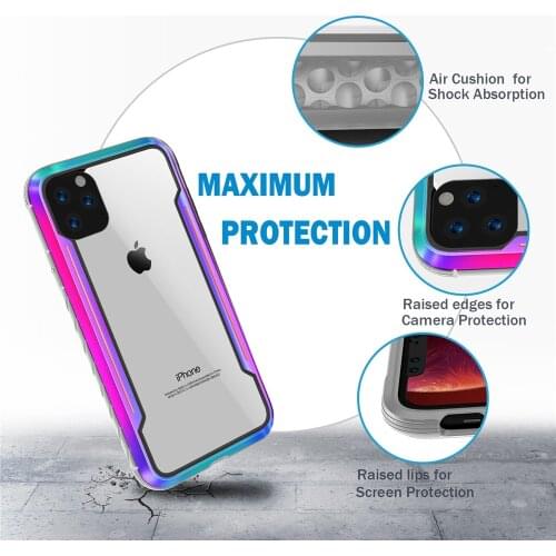 Shockproof Aluminum Phone Case For iPhone 11 Case Transparent 11 Pro Max Cover Luxury Coque For iPhone 11 Pro Max Funda 11 Case
