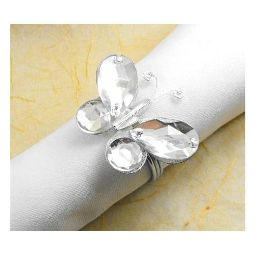Clear crystal butterfly napkin ring, handmade napkin holder