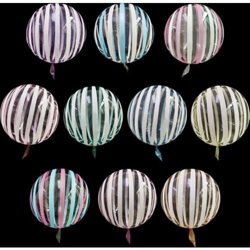 2pcs New Crystal Striped Bubble balloons 18inch Transparent Bubble balloon For Wedding baby shower Birthday Party Decoration