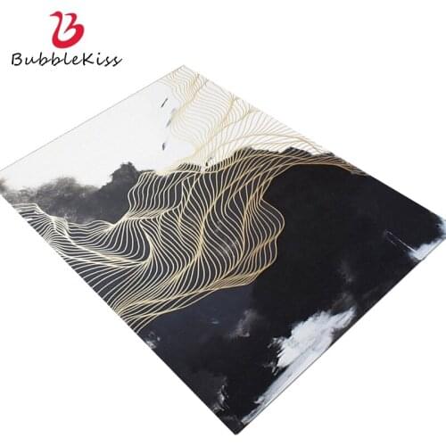 Bubble Kiss Ink Art Abstract Pattern Carpet Golden Curve Decoration Living Room Area Rugs Foldable Hotel Bedroom Floor Mats 2021