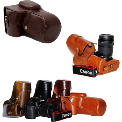 New Pu Leather Video Camera Bag Case For Canon EOS 1100D 1200D 1300D 550D with18-55/105/200mm Lens Retro Vintage Camera Bag