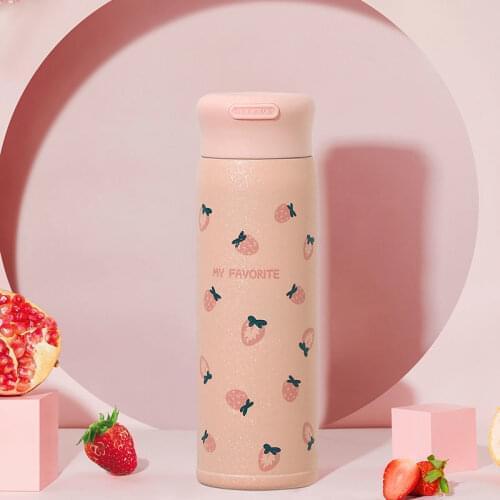 Stainless Steel Thermos Cartoon Strawberry Insulated Tumbler Thermocup Vacuum Flask Coffee Mugs Travel Bottle Mug 300/420ml