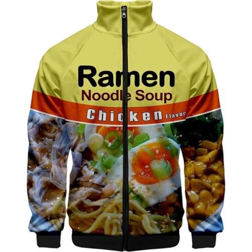 New Japan Ramen Noodle Soup 3d Stand Collar Hoodie Fashion Men Women Zipper Hoodies Jackets Tops Long Sleeve Sweatshirts Clothes