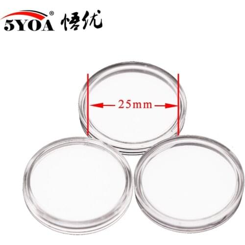 10pcs Coin Card Protective Box Acrylic Inner Diameter 25mm Round Box Crystal