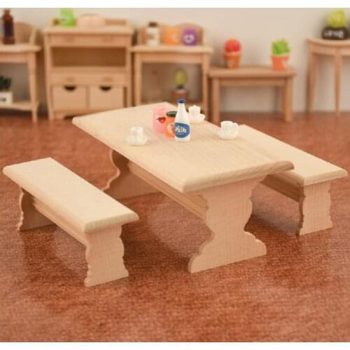 1:12 Dollhouse Miniature Furniture Wooden Dining Table Chair Model Set Kitchen Doll house decoration Kids Toy Miniature