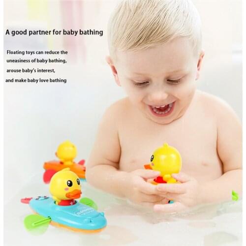 1pc baby water toy rowing baby yellow duck rowing bath girl children bathroom chain beach toy gift