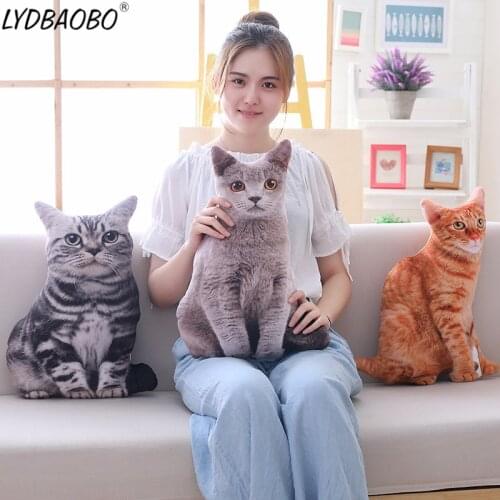 1pc 50cm Lovely Simulation Plush Cat Pillows Soft Stuffed Animals Cushion Dolls Cartoon Plush Toys Children Kids Gift Room Decor