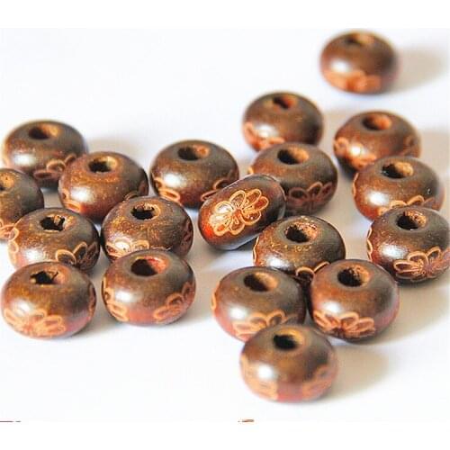 20pcs Carved Large Hole Wood Beads Loose Beads Spacer Beads Necklace Bracelet Jewelry Accessories