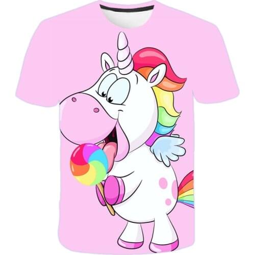 2021 Summer 3D Unicorn Print Mans T-shirts Cute Unicorn T-shirt Fashiom Loose Tops Cartoon Clothes