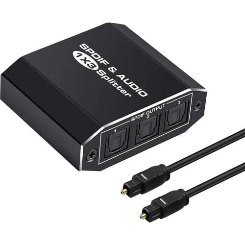 3 Port Digital Optical Splitter SPDIF TOSLINK Audio Adapter 1 In 3 Out Support LPCM2.0 Doldy Digital & DTS 5.1