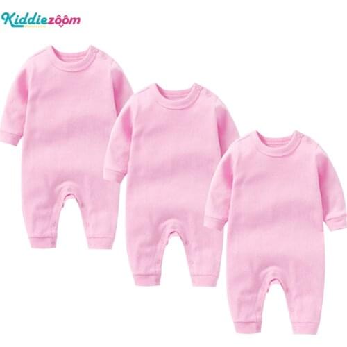 3pcs New 2021 Baby Boys Girls Rompers Autumn Long Sleeve o-neck solid Jumpsuit Newborn Playsuit Infant Clothes sets