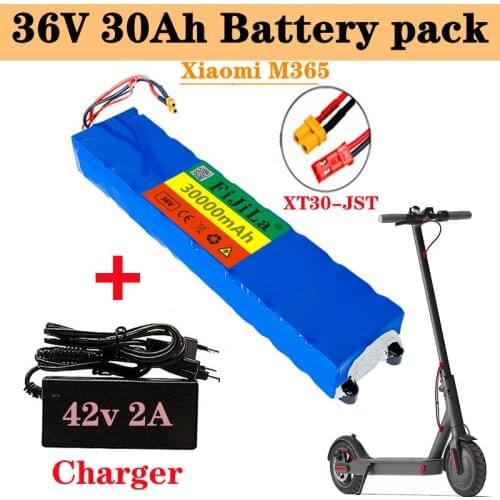 36V 30Ah 18650 Rechargeable lithium Battery pack 10S3P 500W High power for Modified Bikes Scooter Electric Vehicle,With BMS XT30